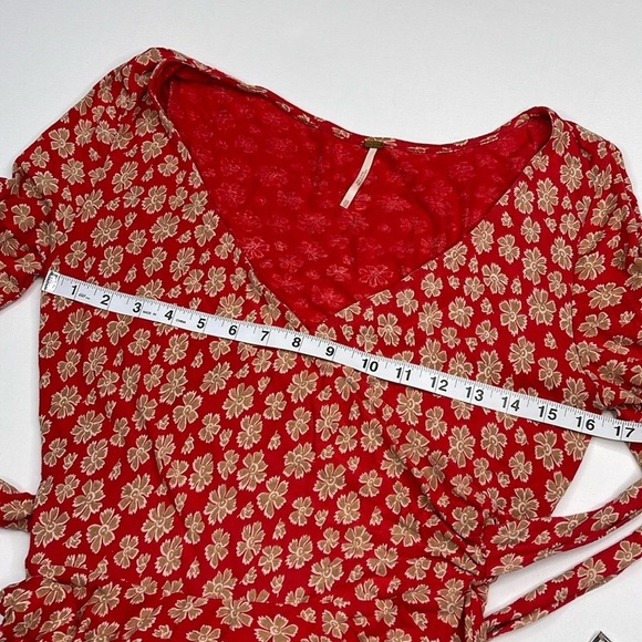 Free People Dress Pradera Faux Wrap Fairy Coquette Feminine Floral Boho Prairie - Picture 10 of 13